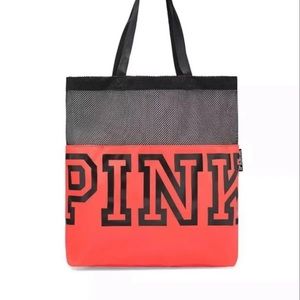 Pink Victoria’s Secret Mesh Tote And Bikini Bag